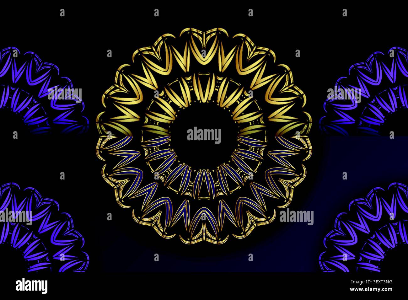 ornate navy gold abstract mandala texture Stock Vector