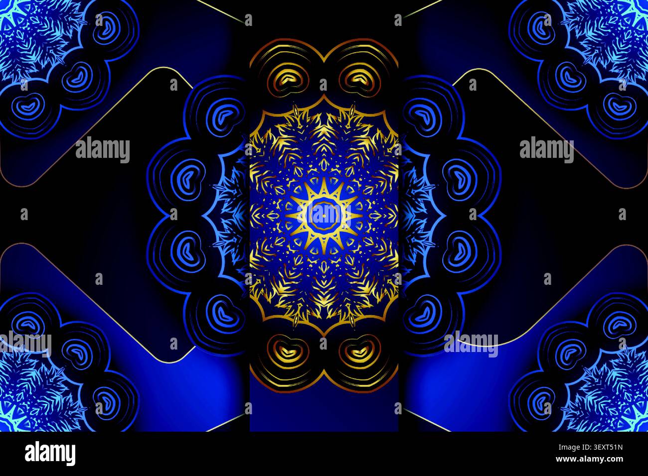 abstract luxury mandala gold navy background Stock Vector