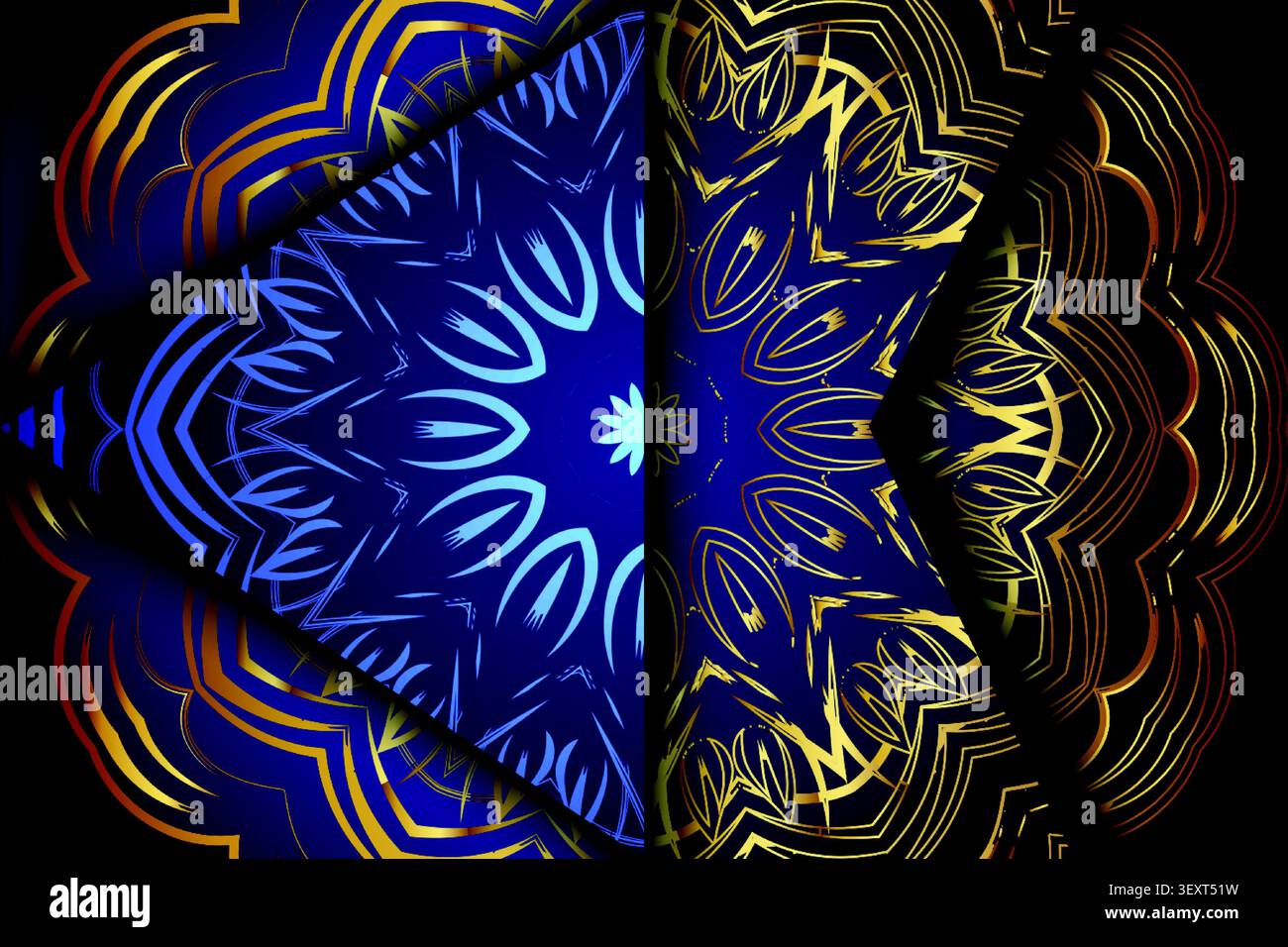 premium decorative gold blue mandala texture Stock Vector