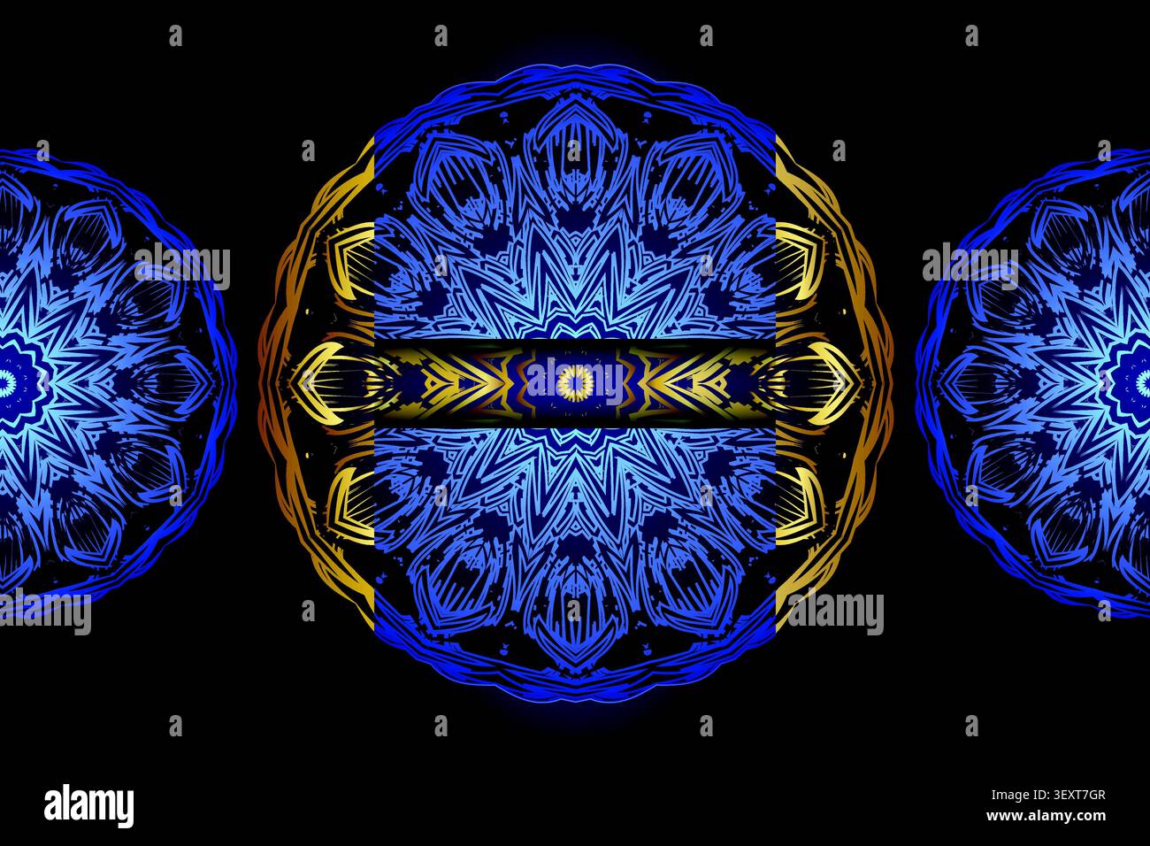 premium arabesque gold blue ornament background Stock Vector