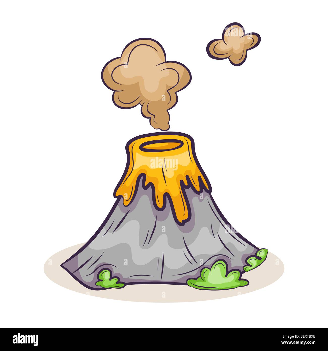 A vector illustration of a volcano with lava and smoke Stock Vector