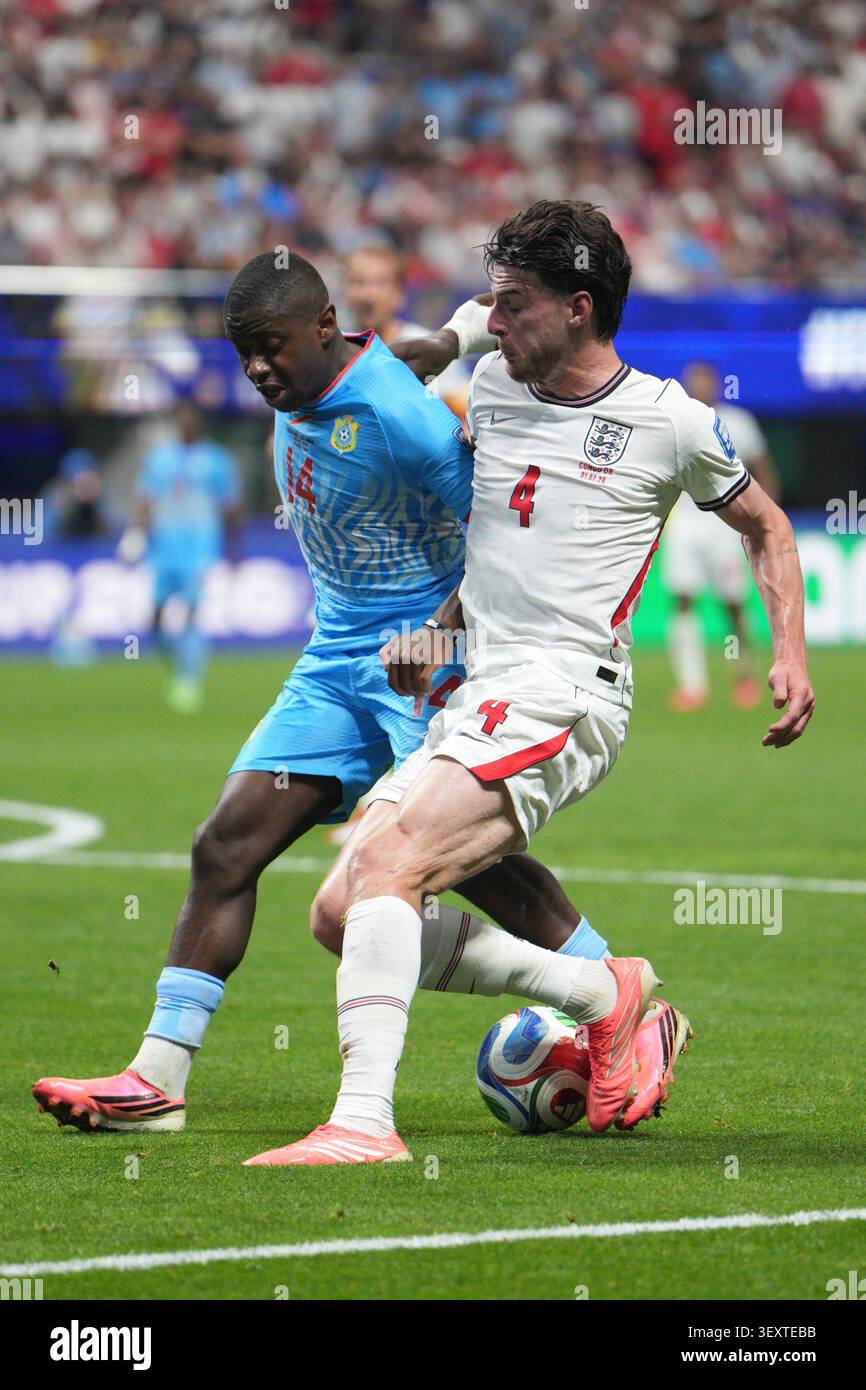 England's Declan Rice (4) and Congo's Noah Sadiki (14) fight for the ...
