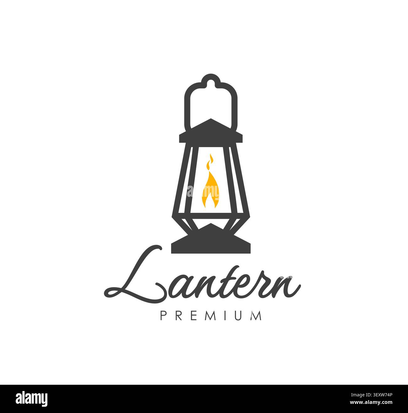 House rustic lantern lamp icon, vintage sign Stock Vector