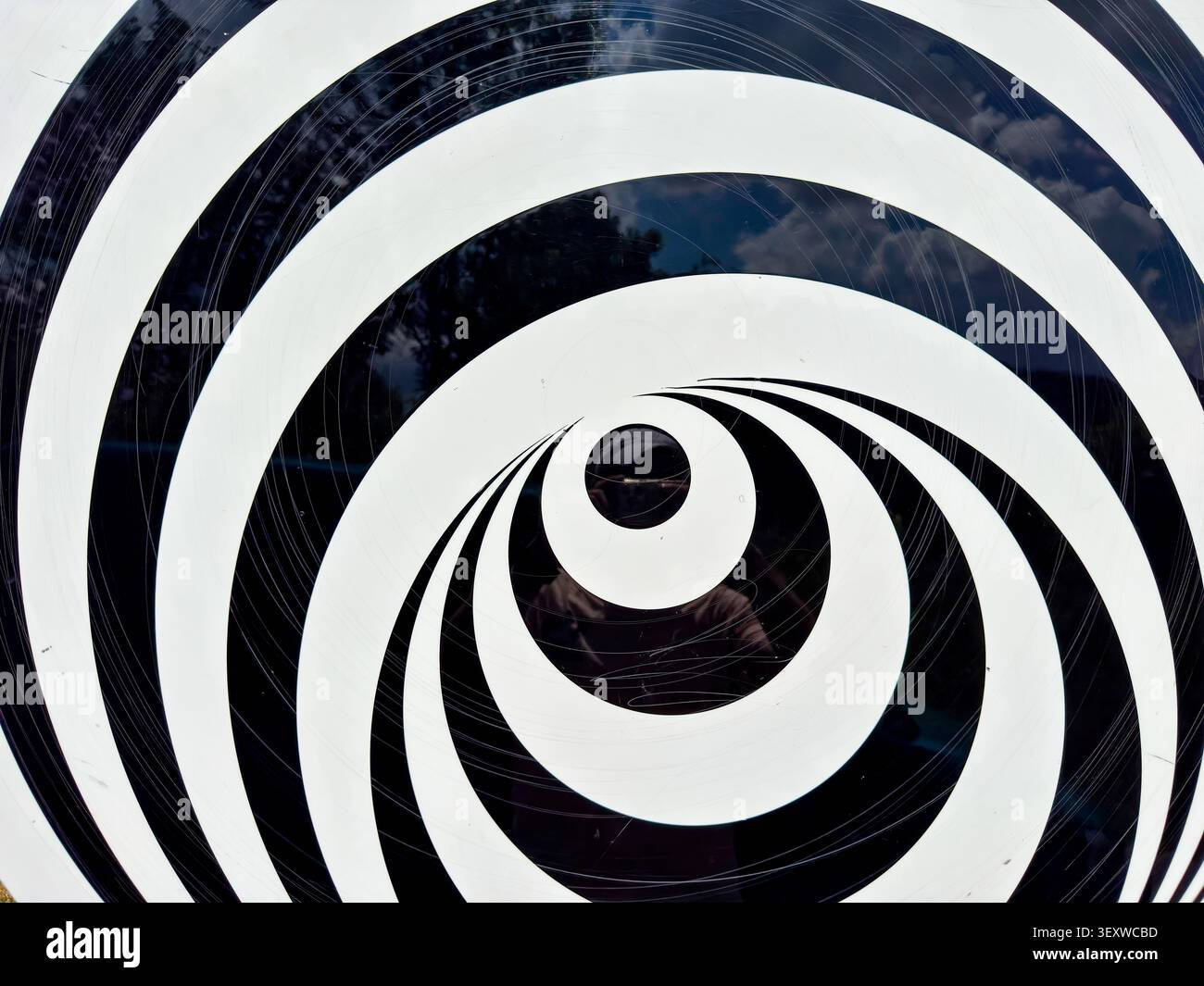 black and white spiral hypnotic illusion Stock Photo