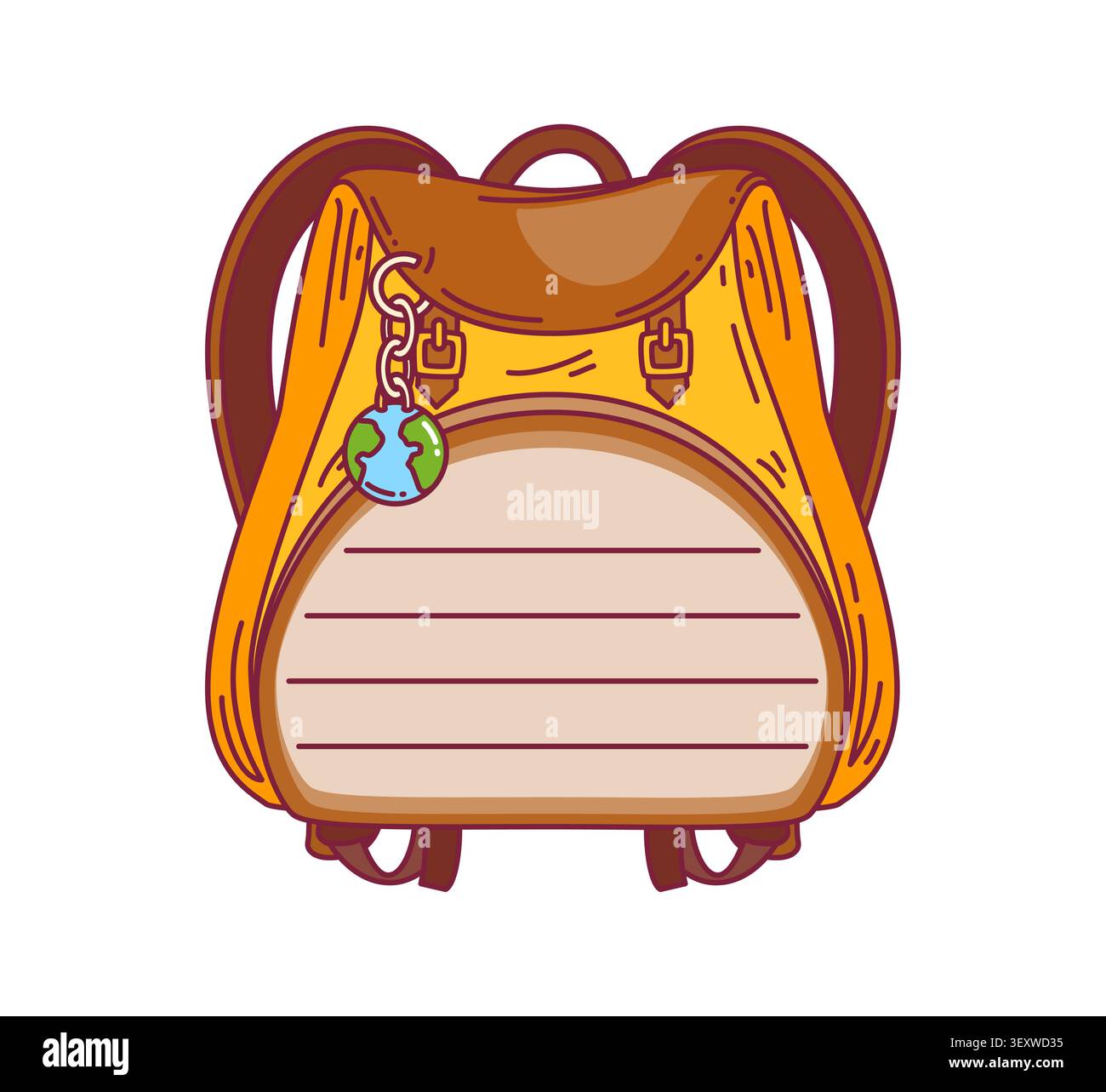 Travel yellow backpack kids memo note template Stock Vector