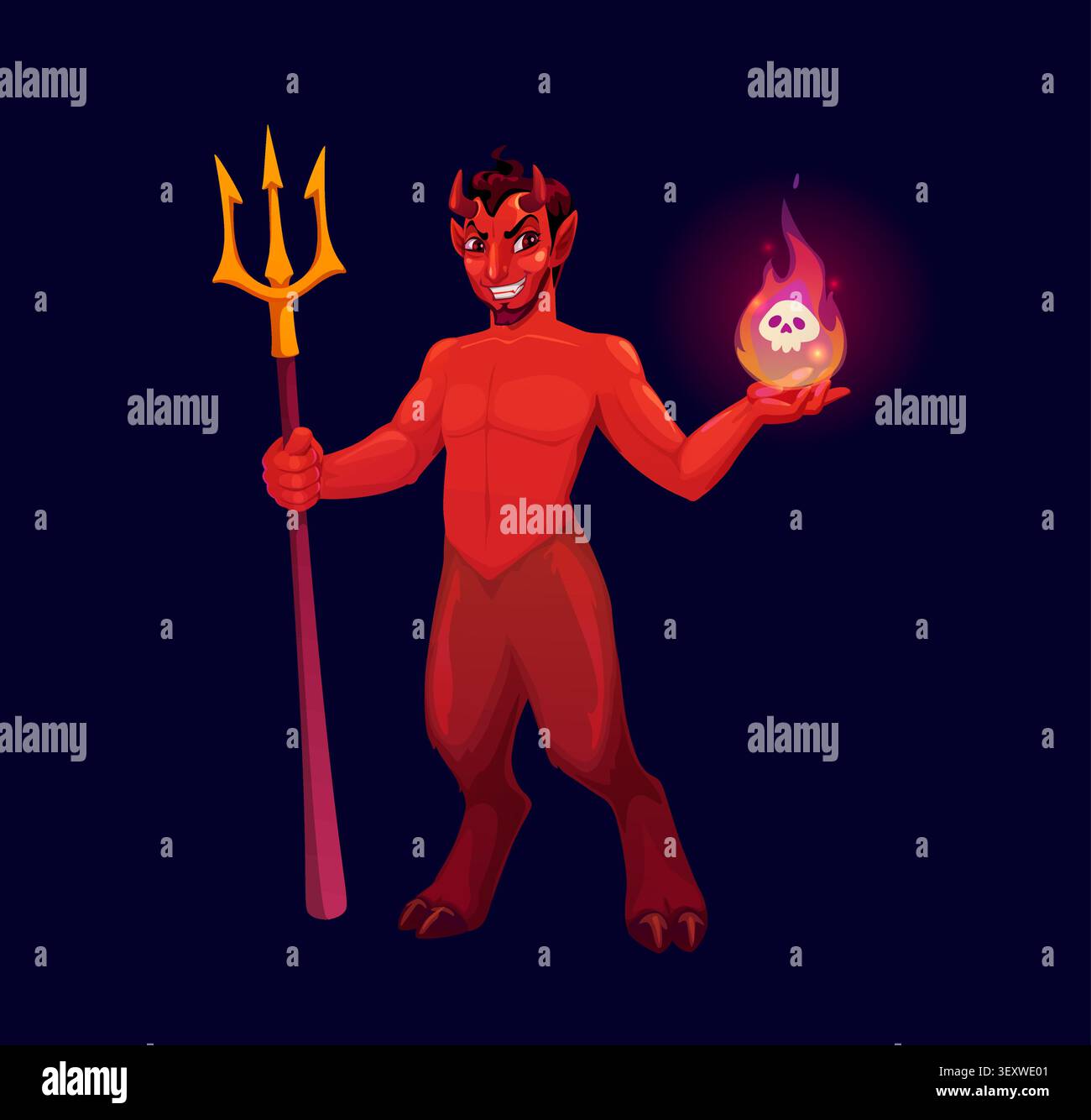 Halloween cartoon devil scary character game icon Stock Vector