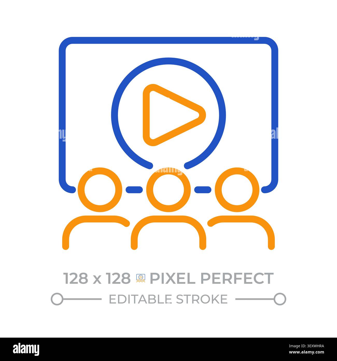 Web seminar pixel perfect two color line icon Stock Vector