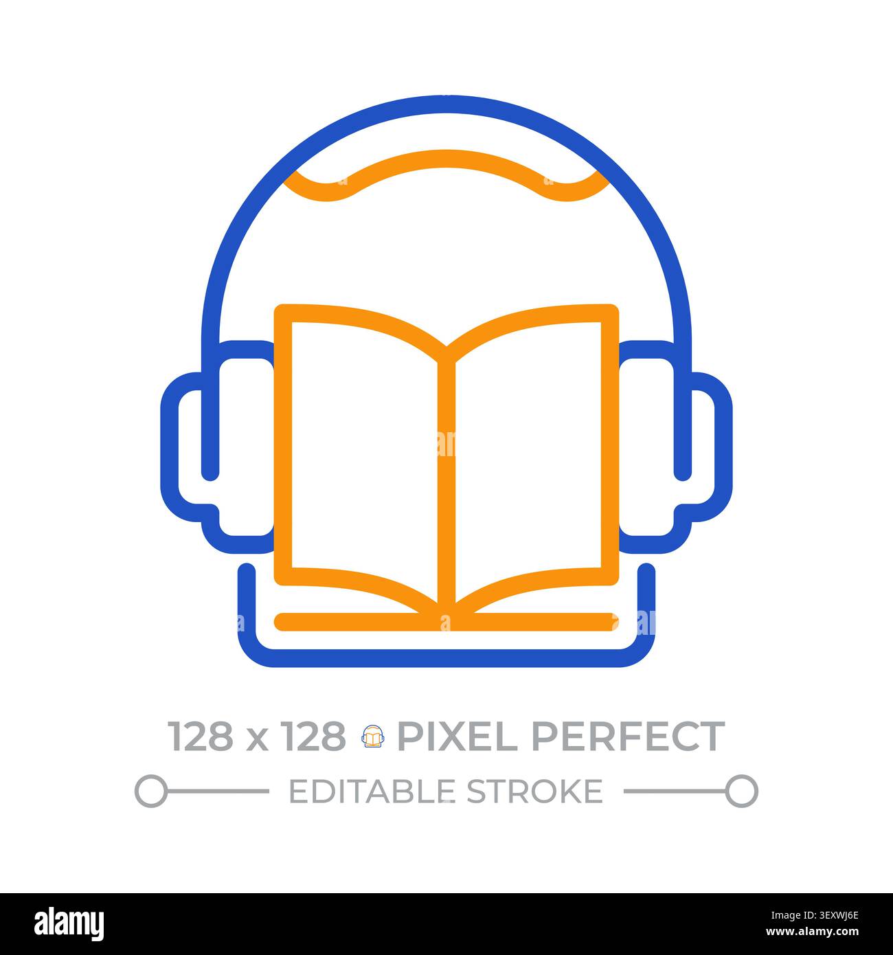 Audio lesson pixel perfect two color line icon Stock Vector