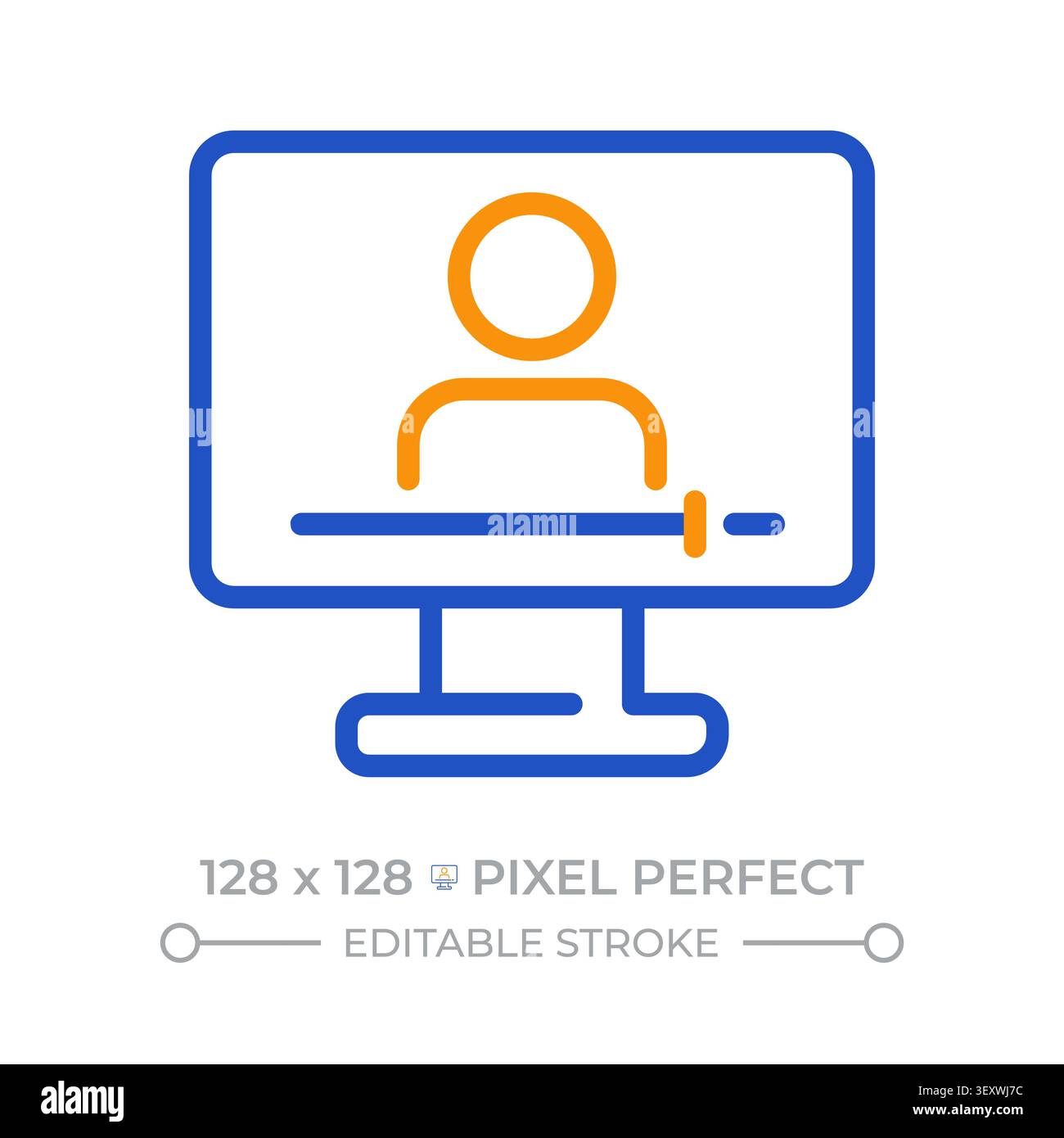 Online course pixel perfect two color line icon Stock Vector