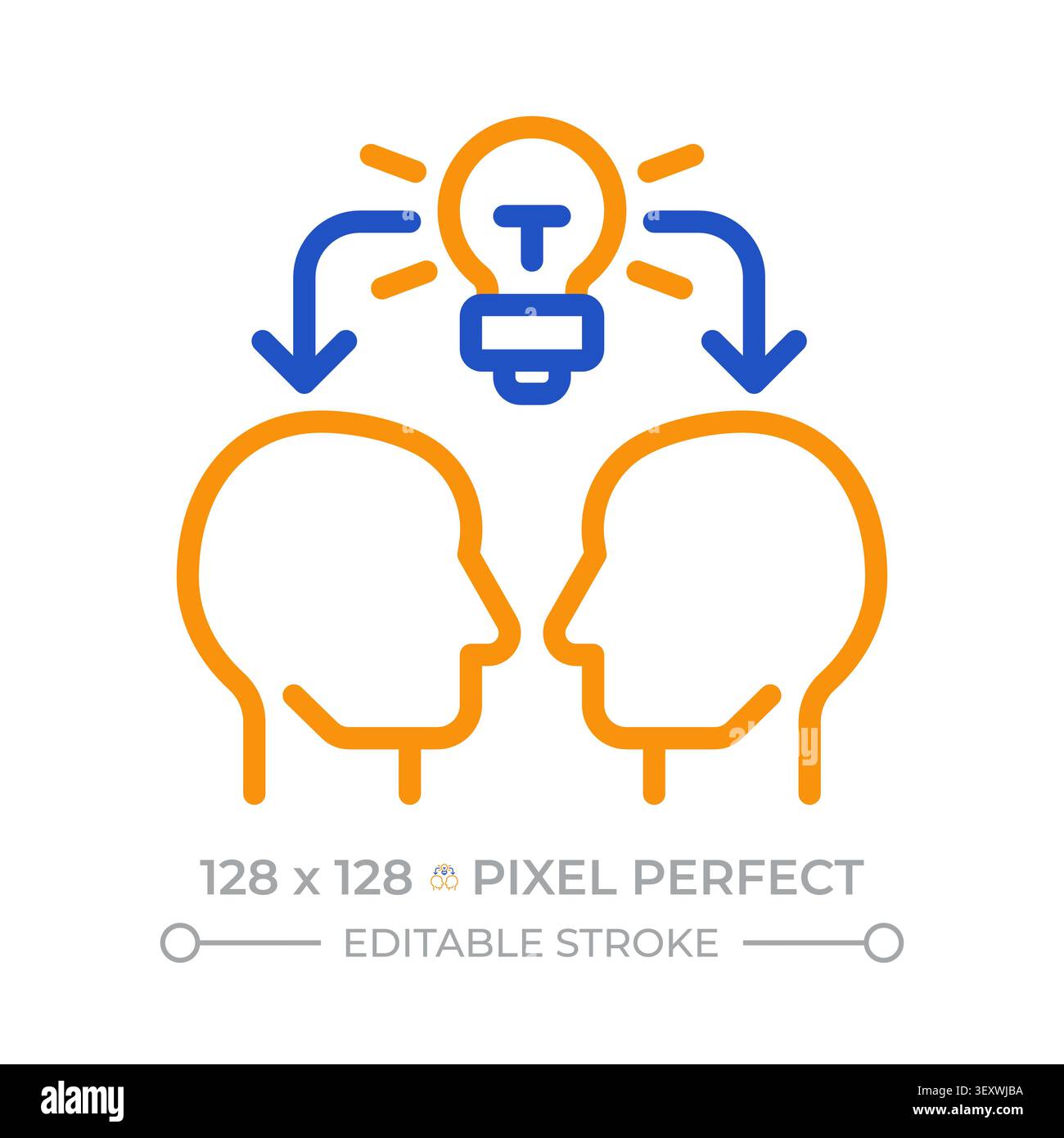 Knowledge sharing pixel perfect two color line icon Stock Vector