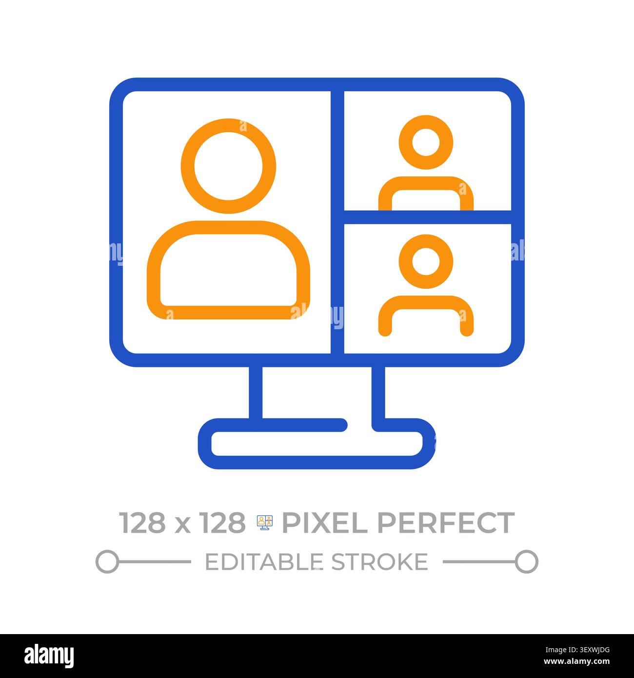 Virtual classroom pixel perfect two color line icon Stock Vector
