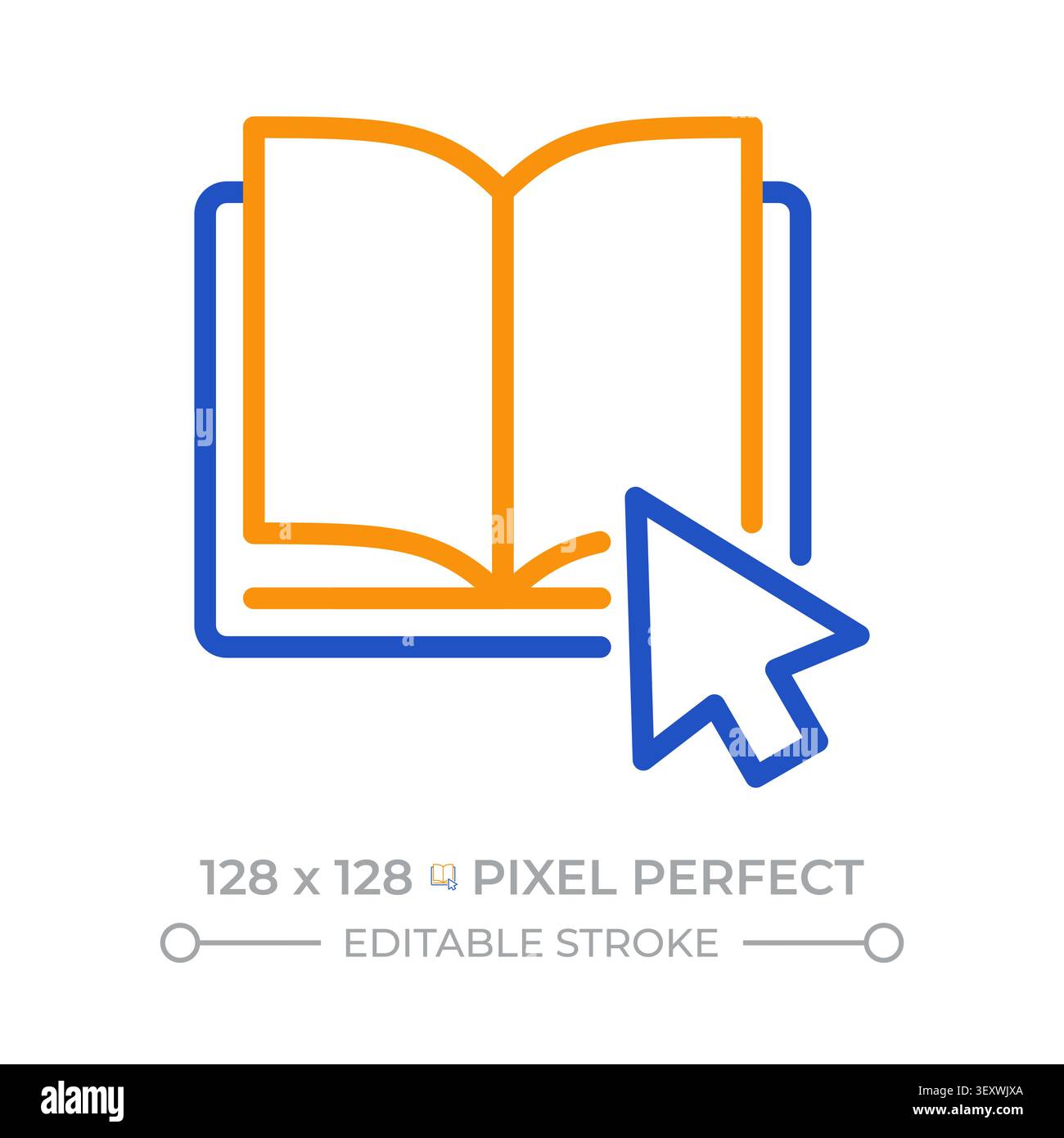 Digital library pixel perfect two color line icon Stock Vector