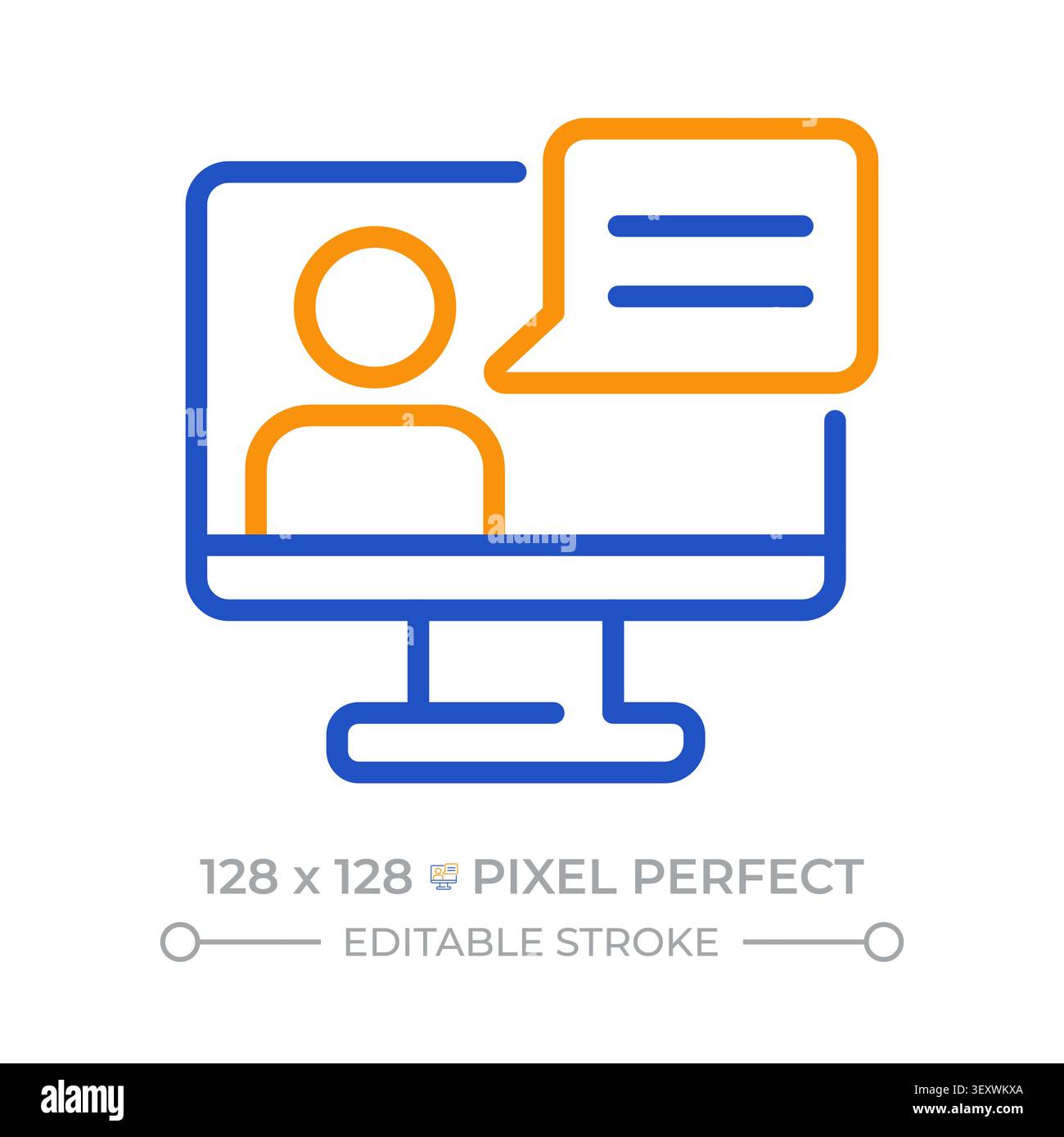 Webinar pixel perfect two color line icon Stock Vector