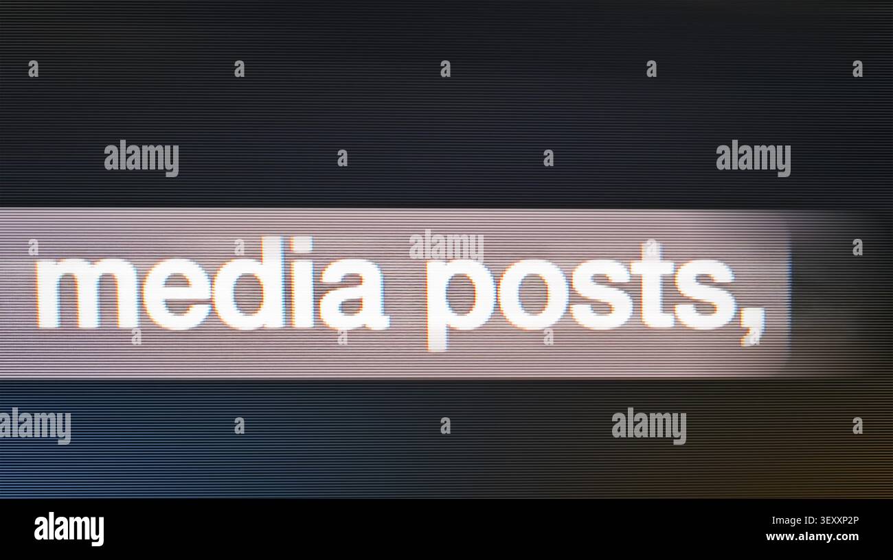 Typing content for media posts on a screen with digital communication Stock Photo