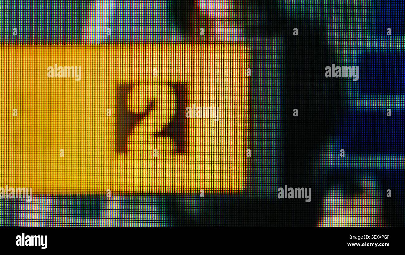 Number 2 displaying on a modern digital screen with visible pixels Stock Photo