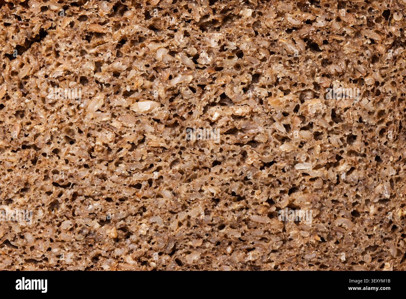 Texture of dark rye whole grain bread crumb close up Stock Photo