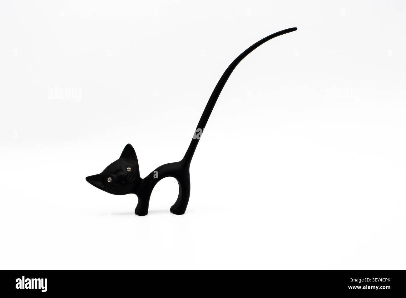 Back cat figurine isolated on a white background Stock Photo