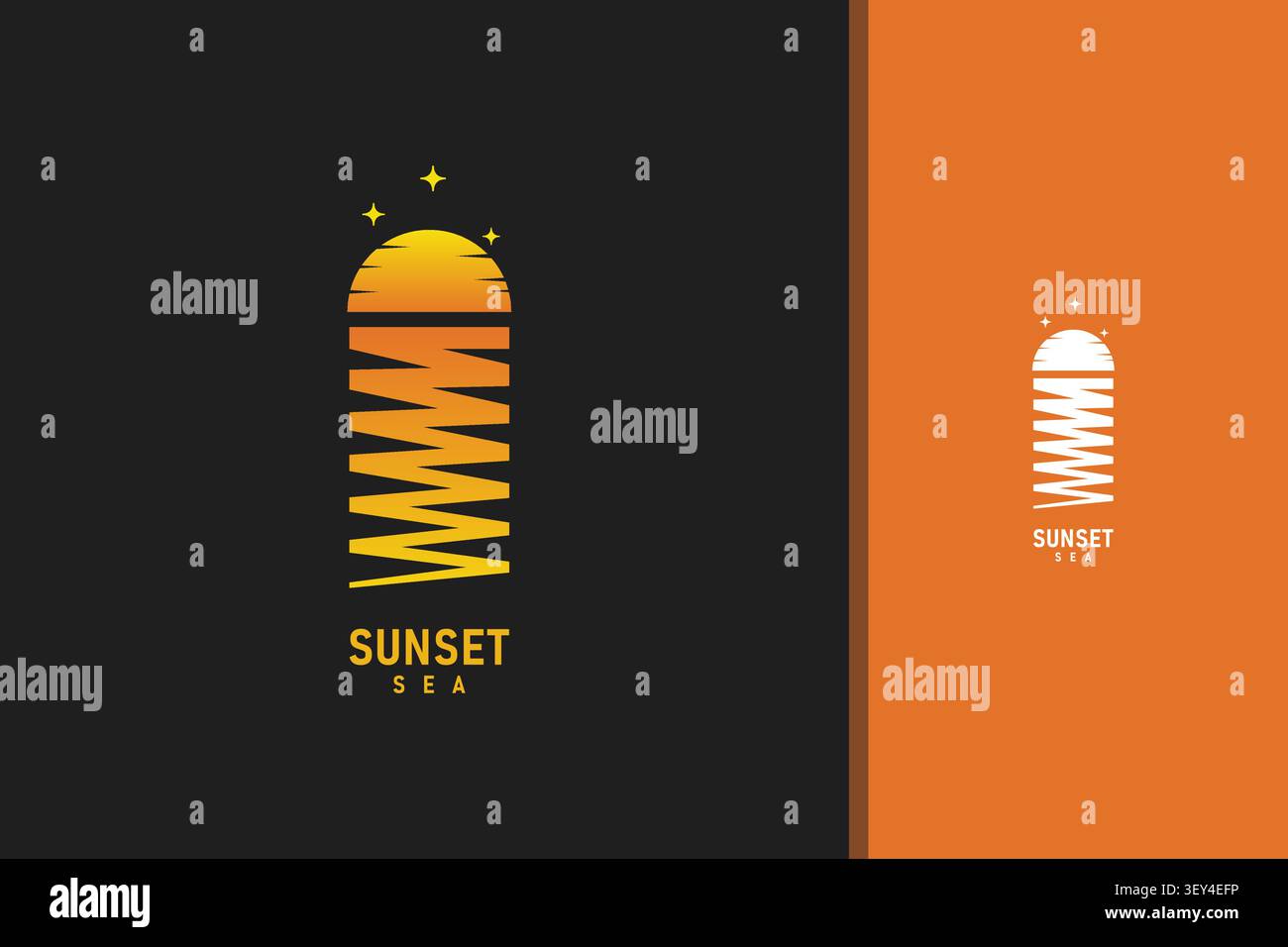 Sunset reflection logo symbol icon design Stock Vector