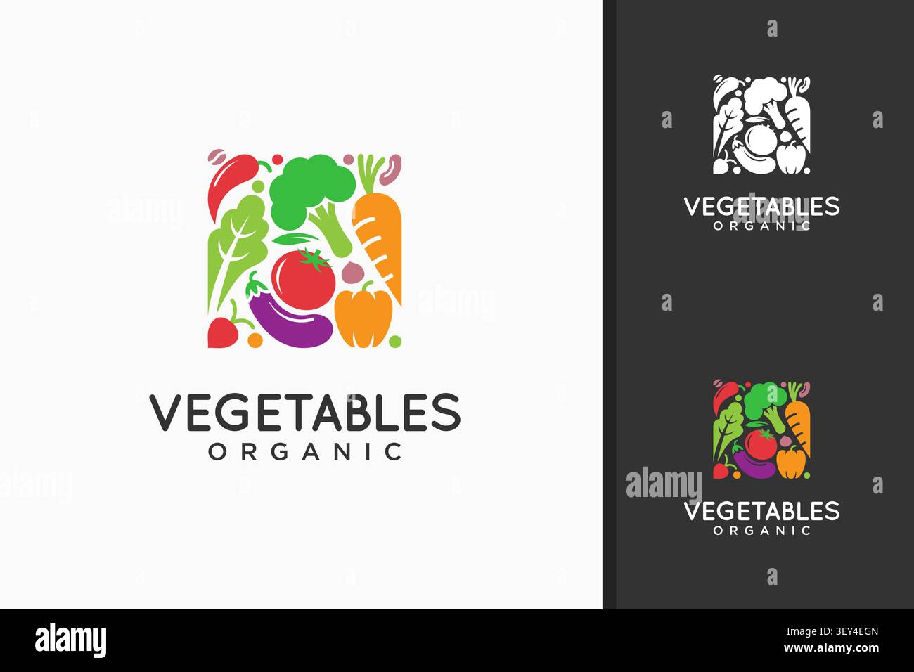 Vegetable square logo symbol icon design Stock Vector