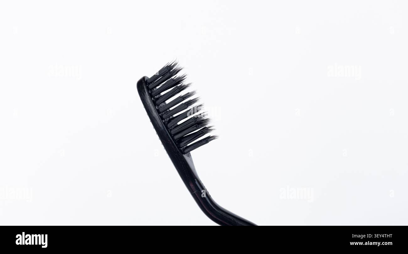 Black Toothbrush Head Isolated on White Background Stock Photo