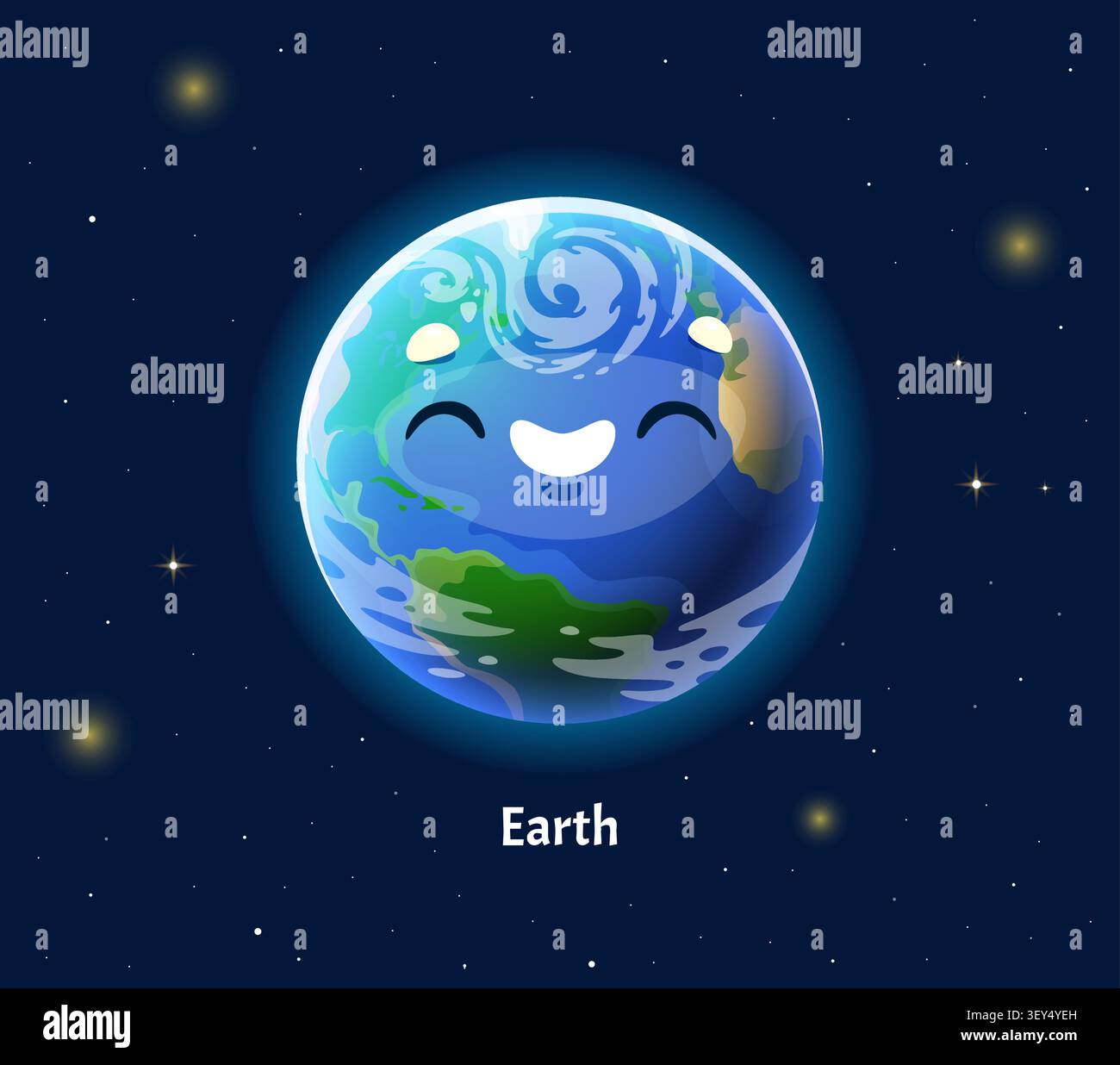 Cartoon Earth planet cute character Stock Vector