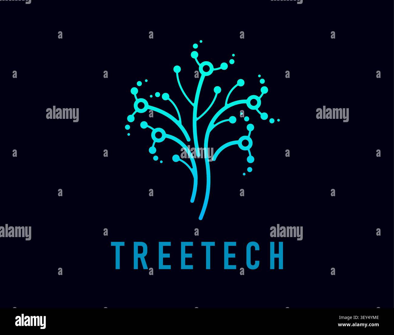 Tree technology or tech icon with circuit plant Stock Vector
