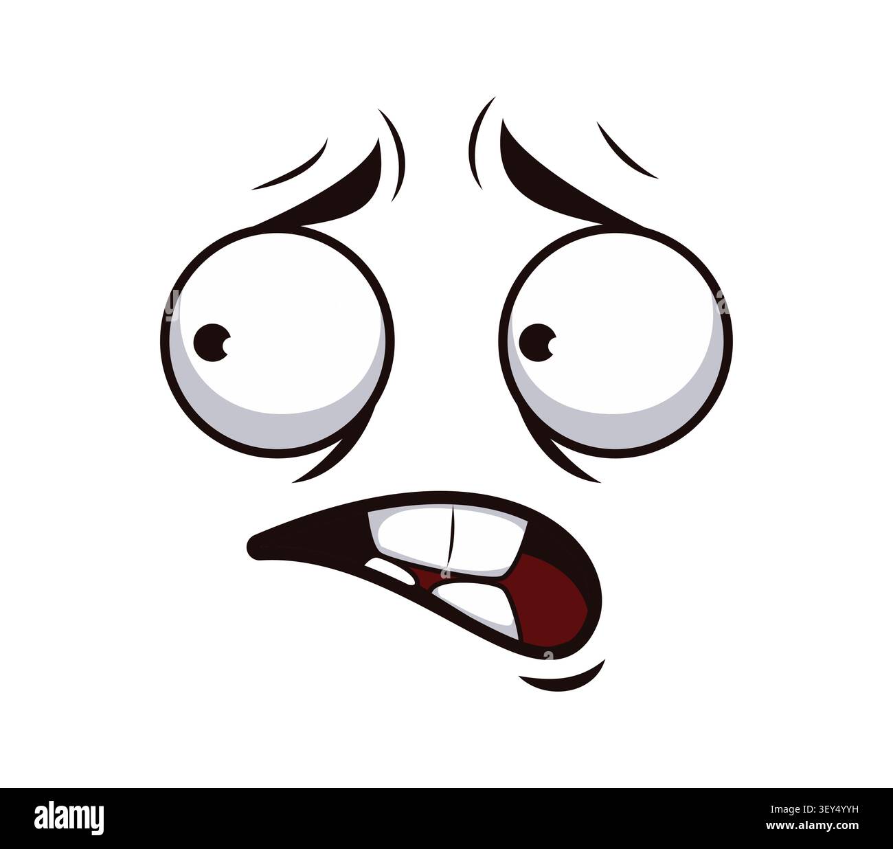 Scared emotion expression face or cartoon emoji Stock Vector