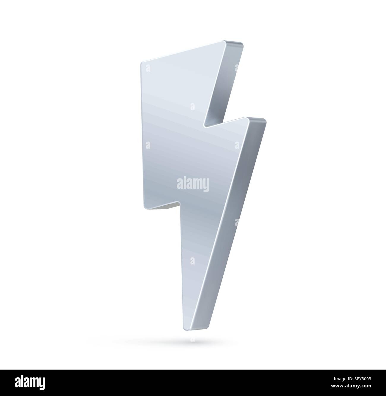 3D silver lightning icon, chrome metal thunderbolt Stock Vector