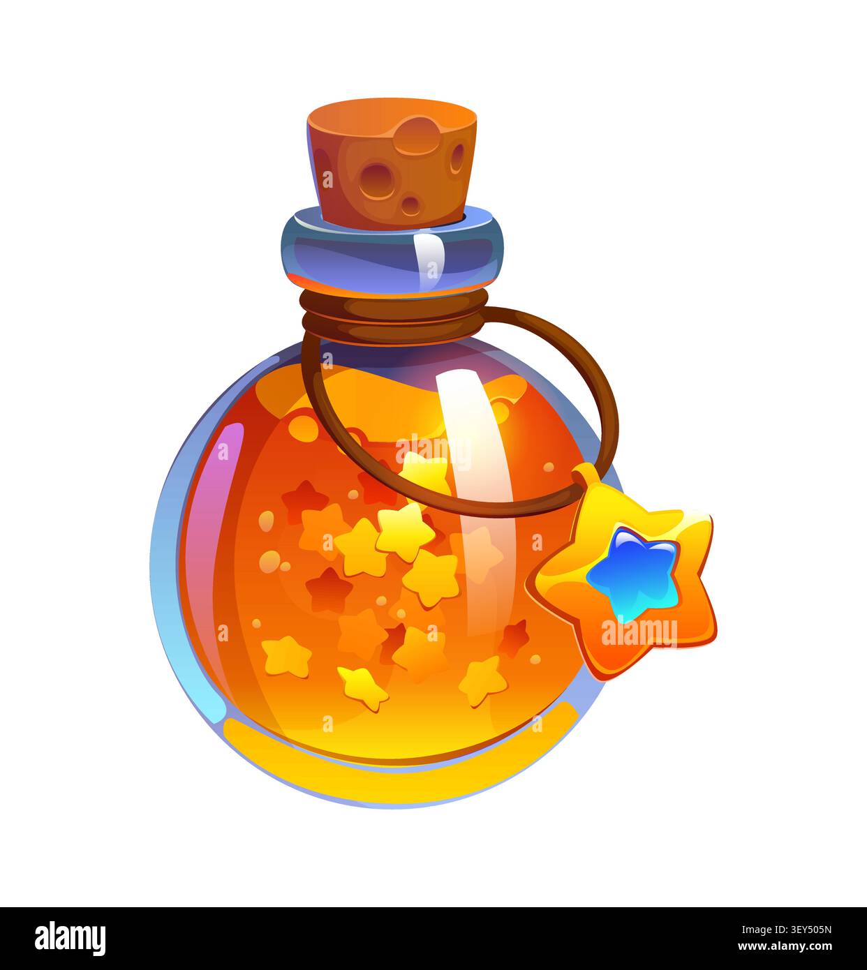 Cartoon magic witch potion bottle with stars Stock Vector