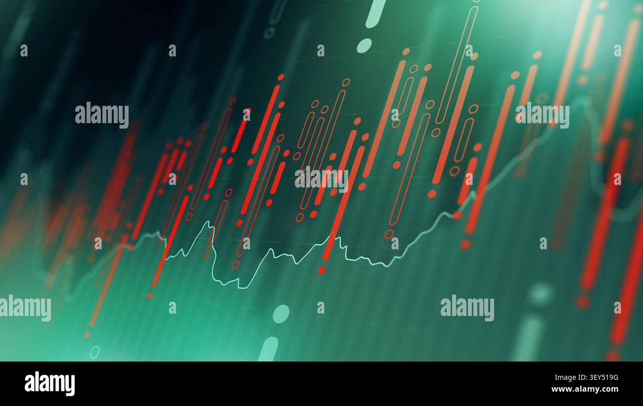 Graph shows stock exchange trading data over time in a digital format Stock Photo