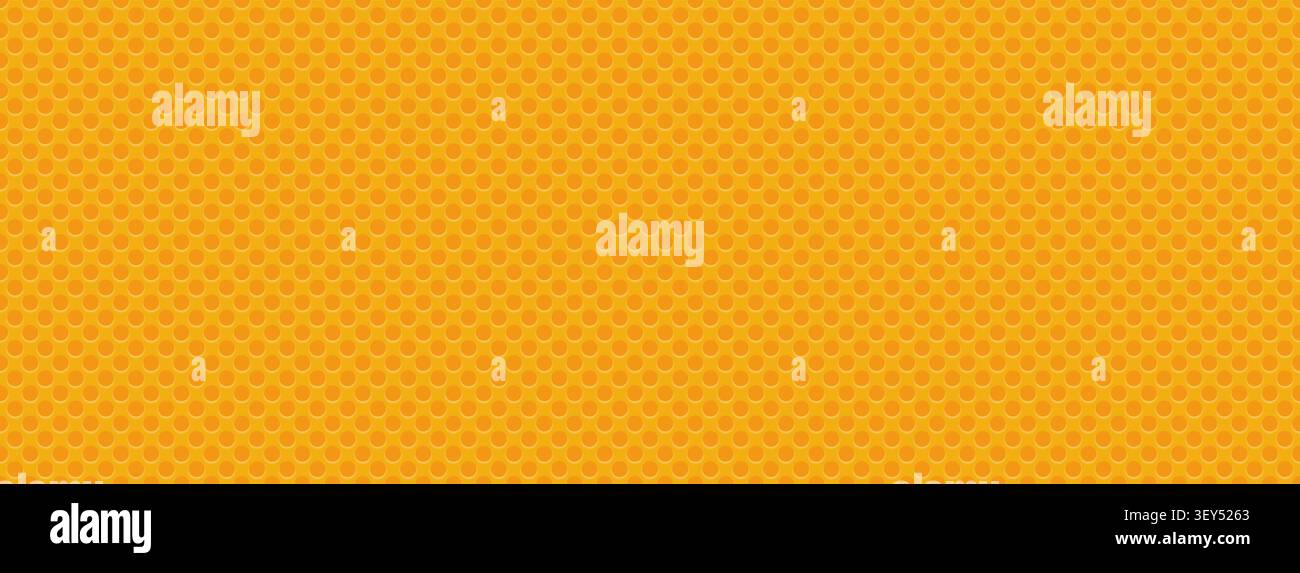 Yellow perforated seamless pattern with round dots. Golden grill texture with holes Stock Vector