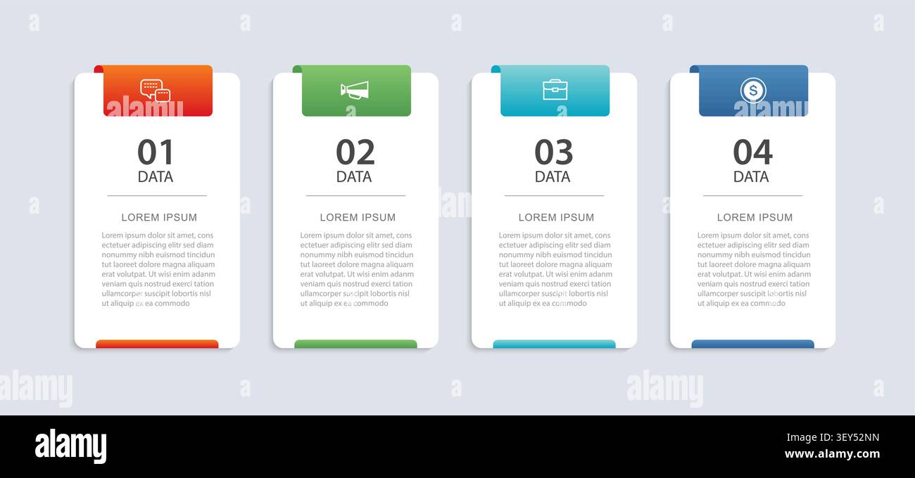 Business infographic banner with four steps option data template. Stock Vector