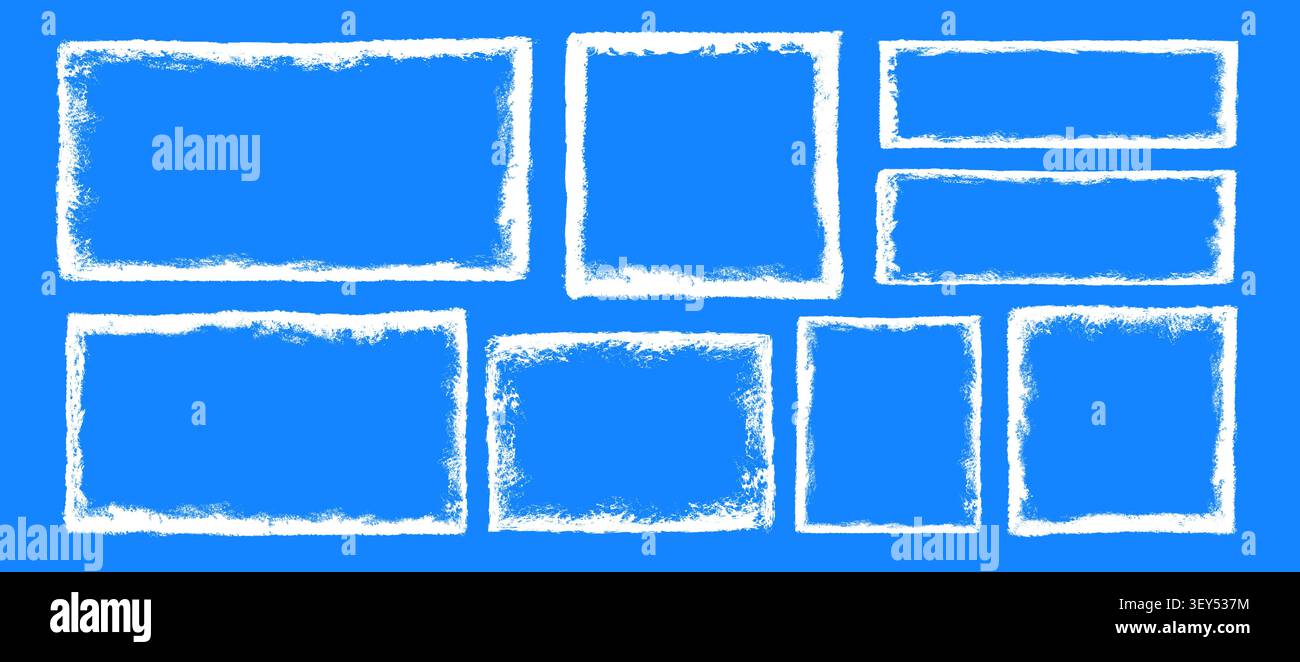 Frozen snow ice frames with frosty texture overlay vector illustration set. Stock Vector