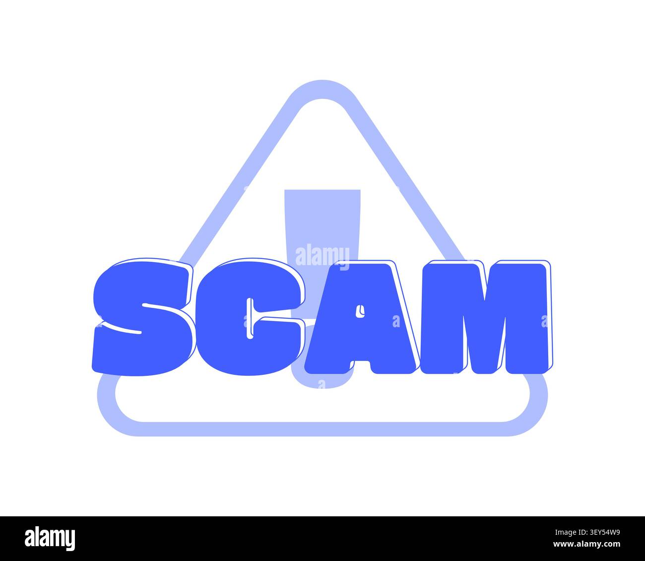 Scam warning monochromatic blue reaction word Stock Vector