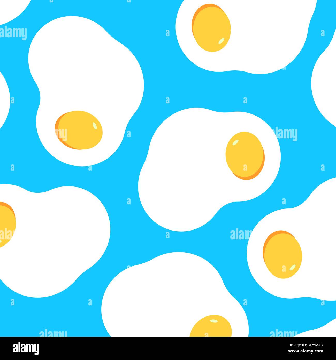Seamless pattern with fried eggs on bright blue background vector Stock Vector