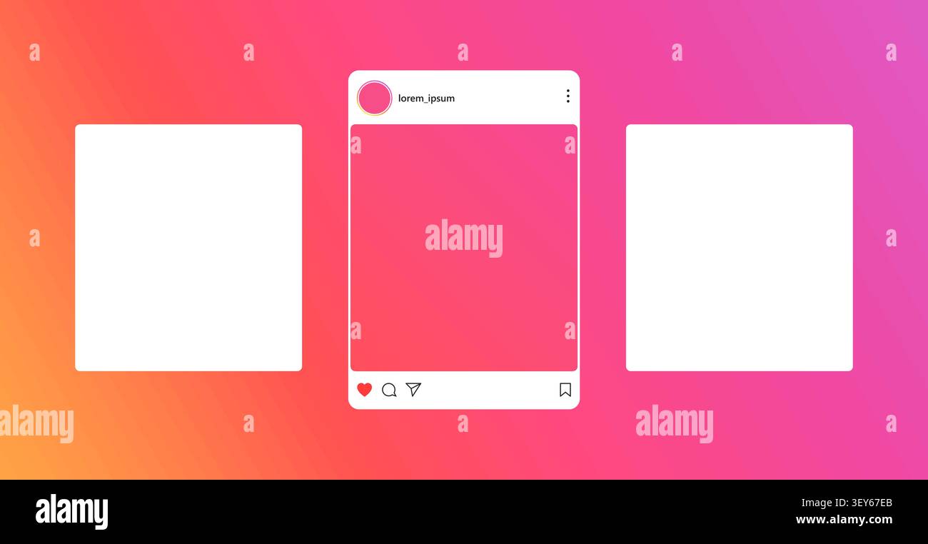 Social Media Carousel Post Mockup Template on Vibrant Gradient Background. Vector Illustration Stock Vector