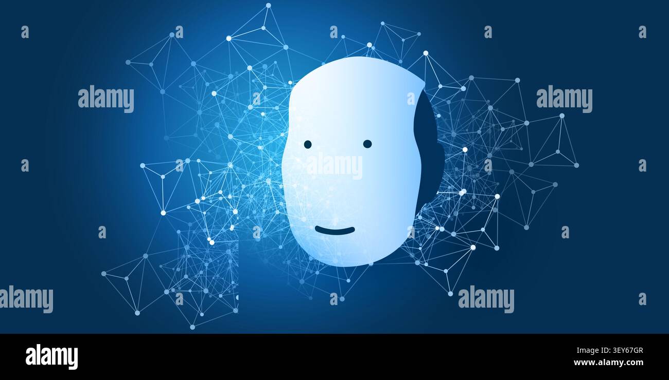 Dark Blue Machine Learning, Artificial Intelligence, Cloud Computing and Networks Concept with Transparent Polygon, Global Polygonal Digital Network M Stock Vector
