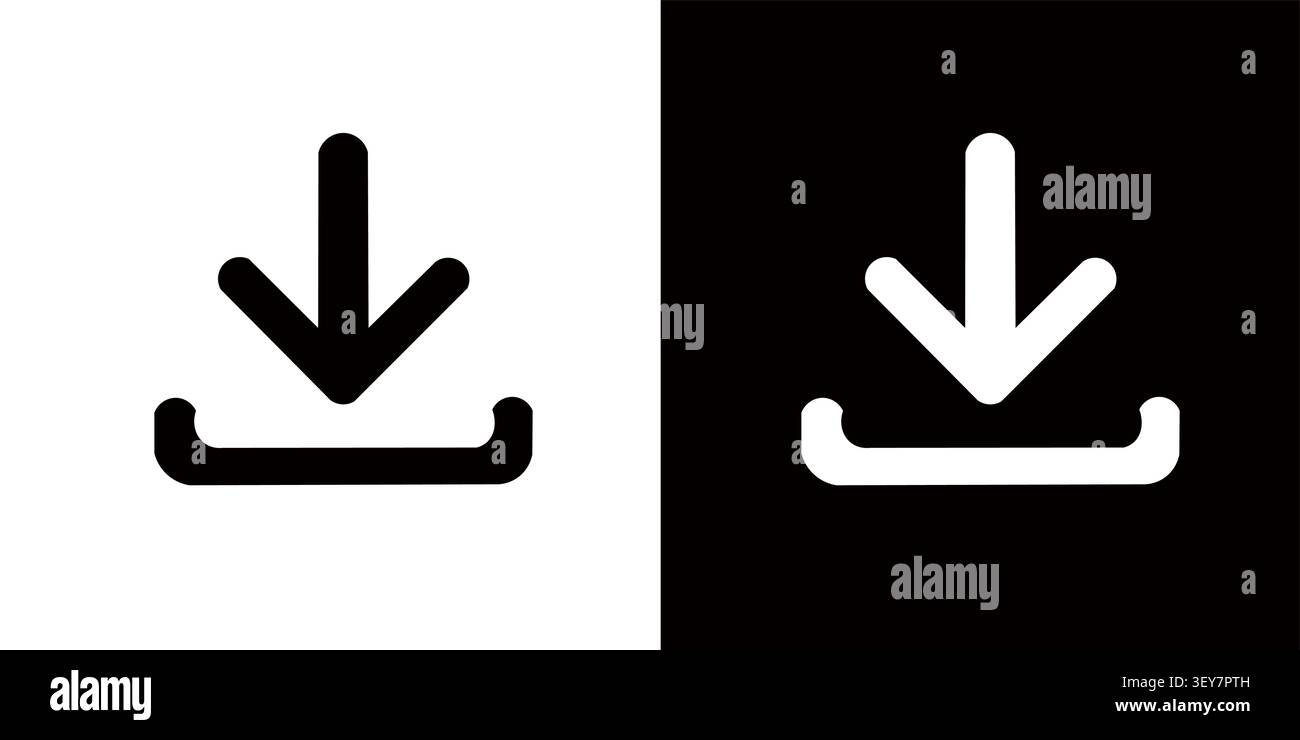 File download icons.Black & White Stock Vector