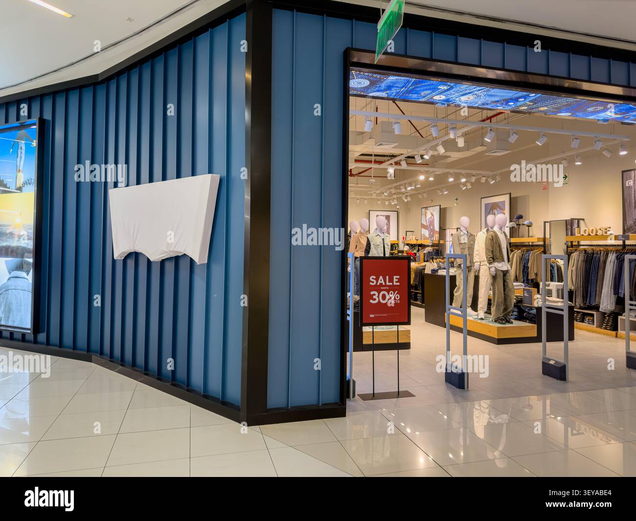 Logo covered at Levi's Store, Real Plaza Salaverry, Jesus Maria District - Lima, Peru - Smartphone Captured Stock Image