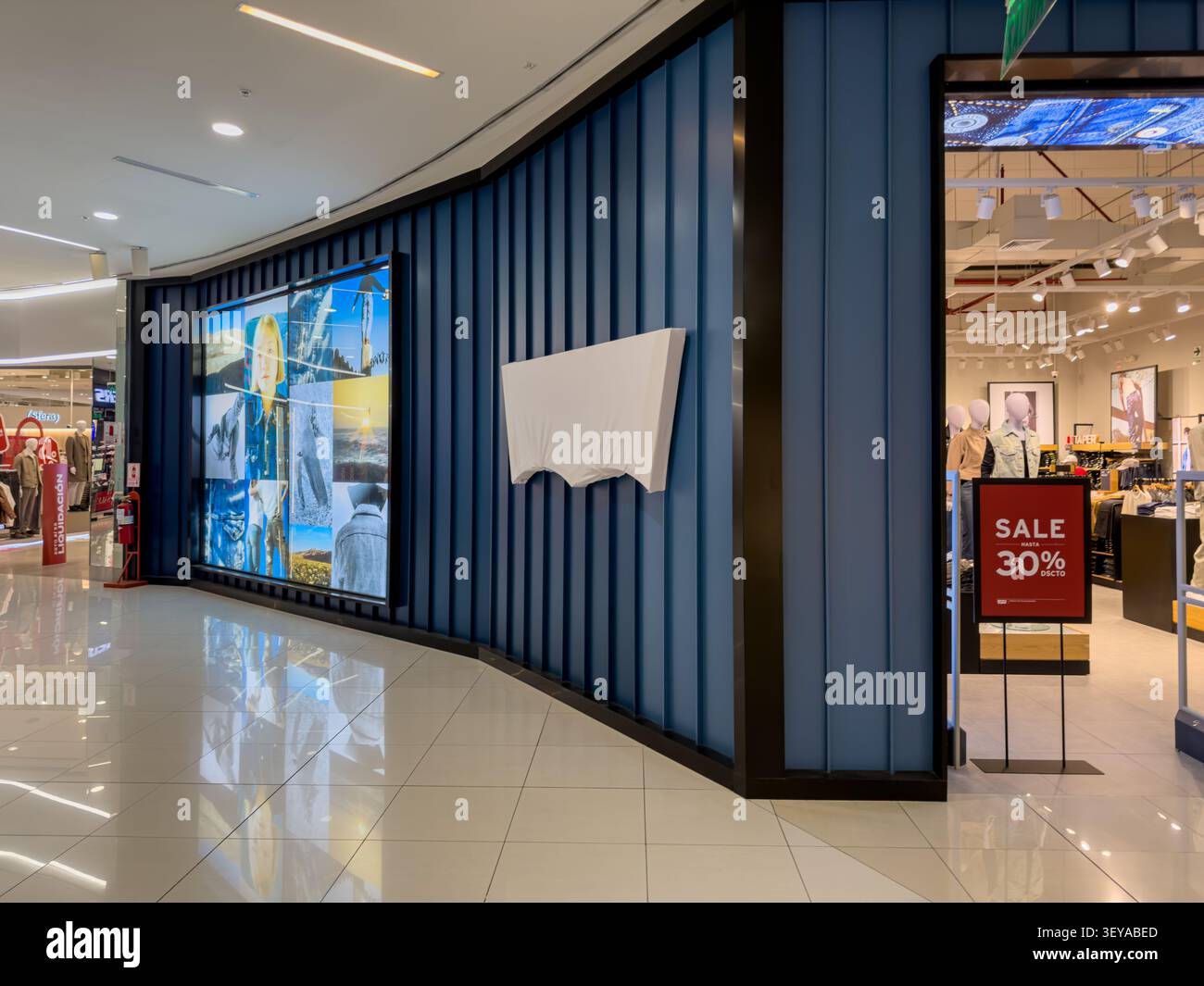 Logo covered at Levi's Store, Real Plaza Salaverry, Jesus Maria District - Lima, Peru - Smartphone Captured Stock Image