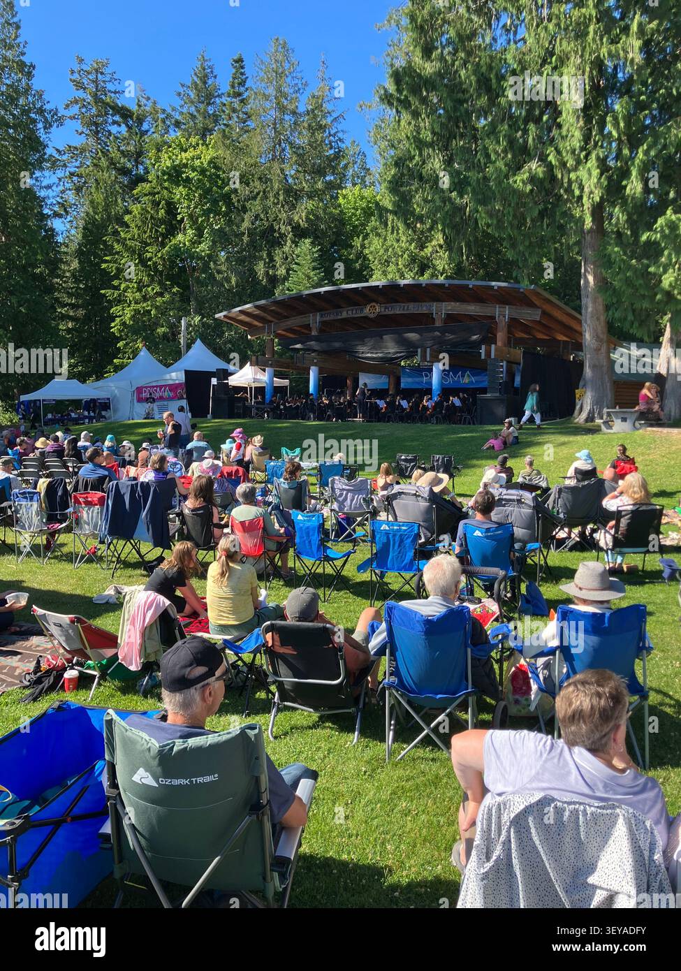 PRISMA On The Beach concert, PRISMA Festival, Willingdon Beach Park, Powell River, Sunshine Coast, British Columbia, Canada - Smartphone Captured Stock Image