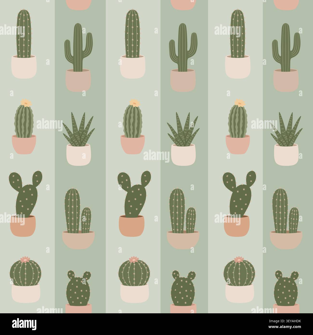 Minimal Vertical Cactus Stripe Pattern Design Stock Vector