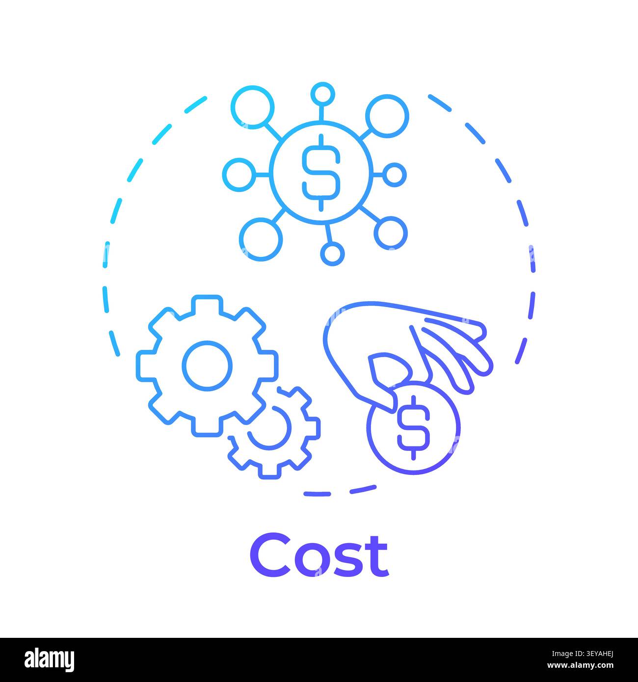 Cost blue gradient concept icon Stock Vector