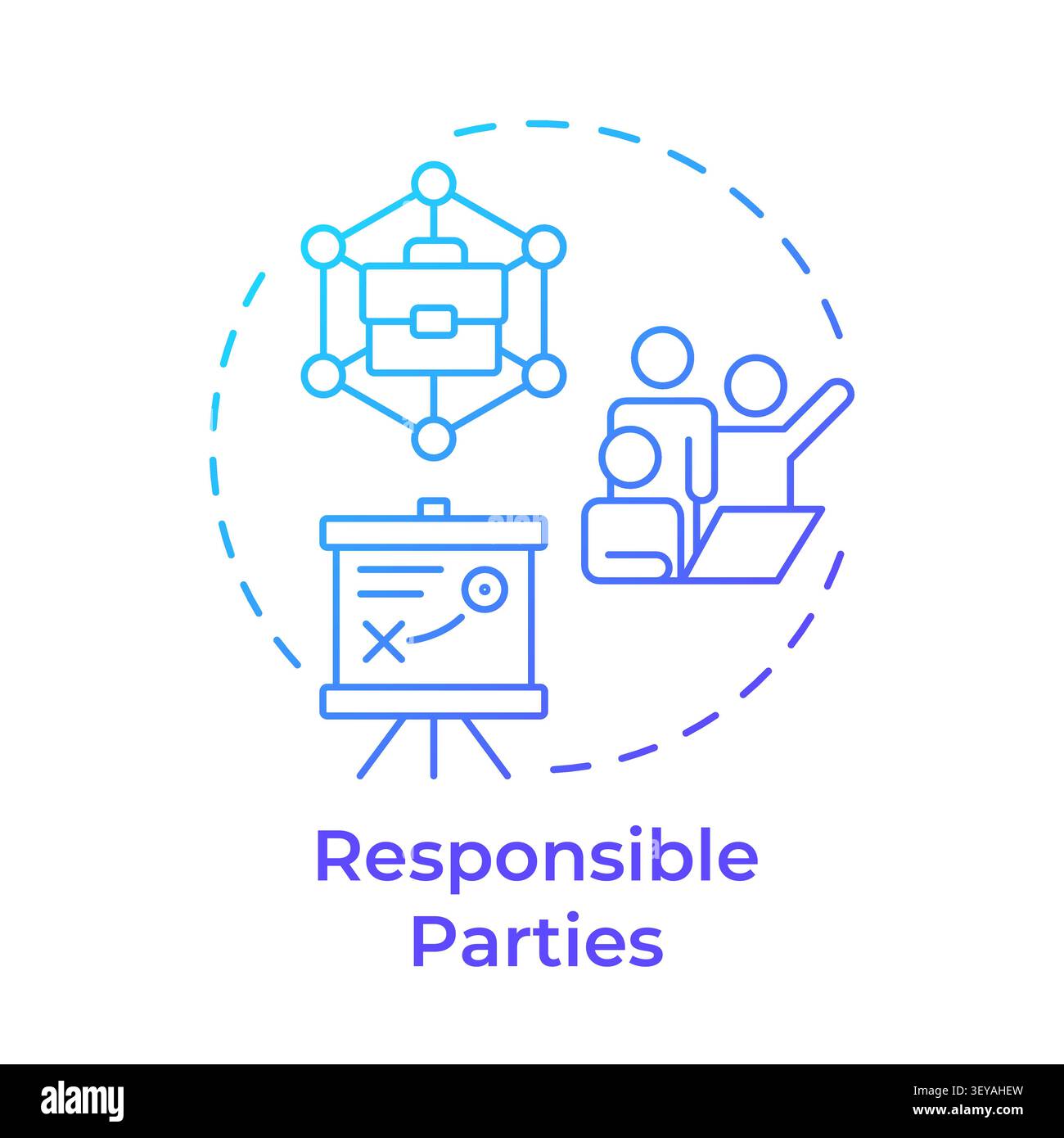 Responsible parties blue gradient concept icon Stock Vector