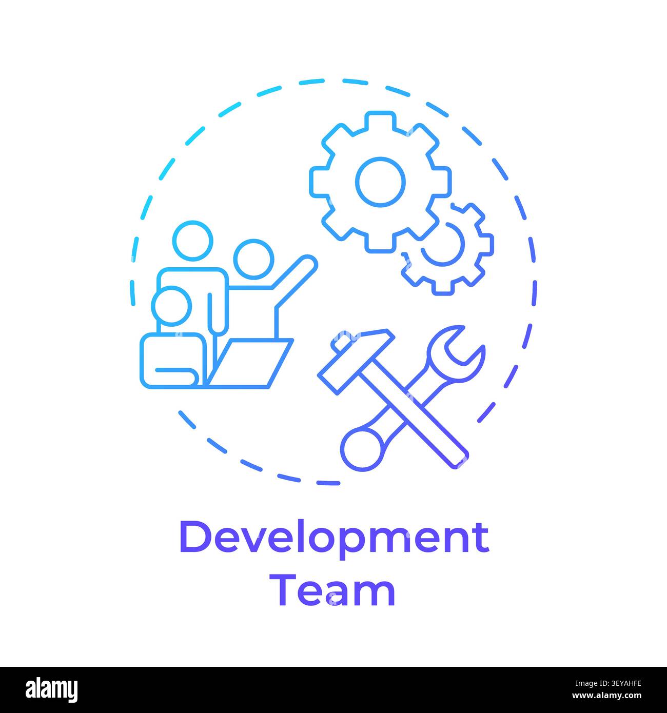 Development team blue gradient concept icon Stock Vector