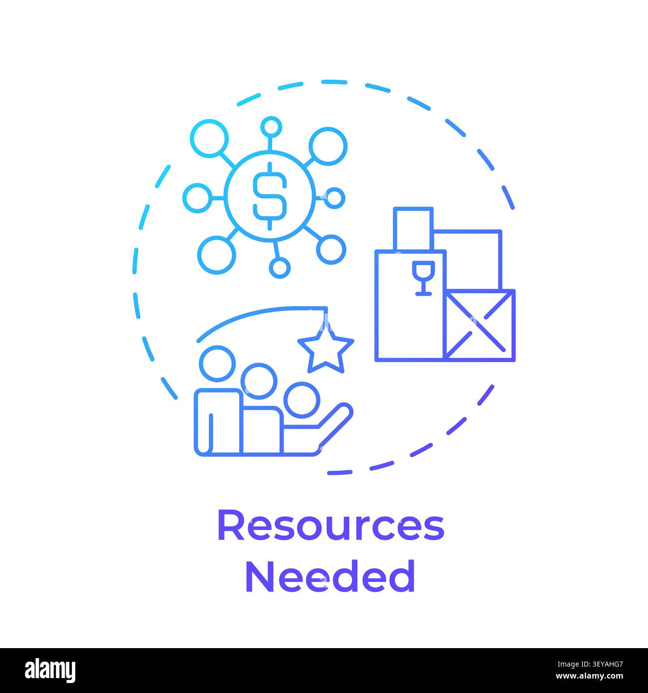 Resources needed blue gradient concept icon Stock Vector