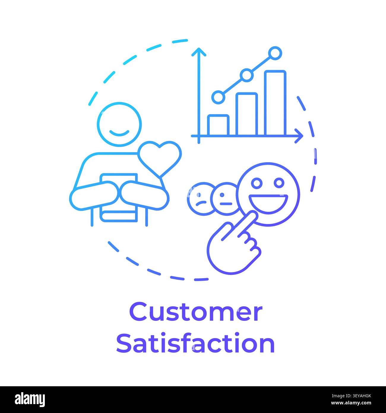 Customer satisfaction blue gradient concept icon Stock Vector
