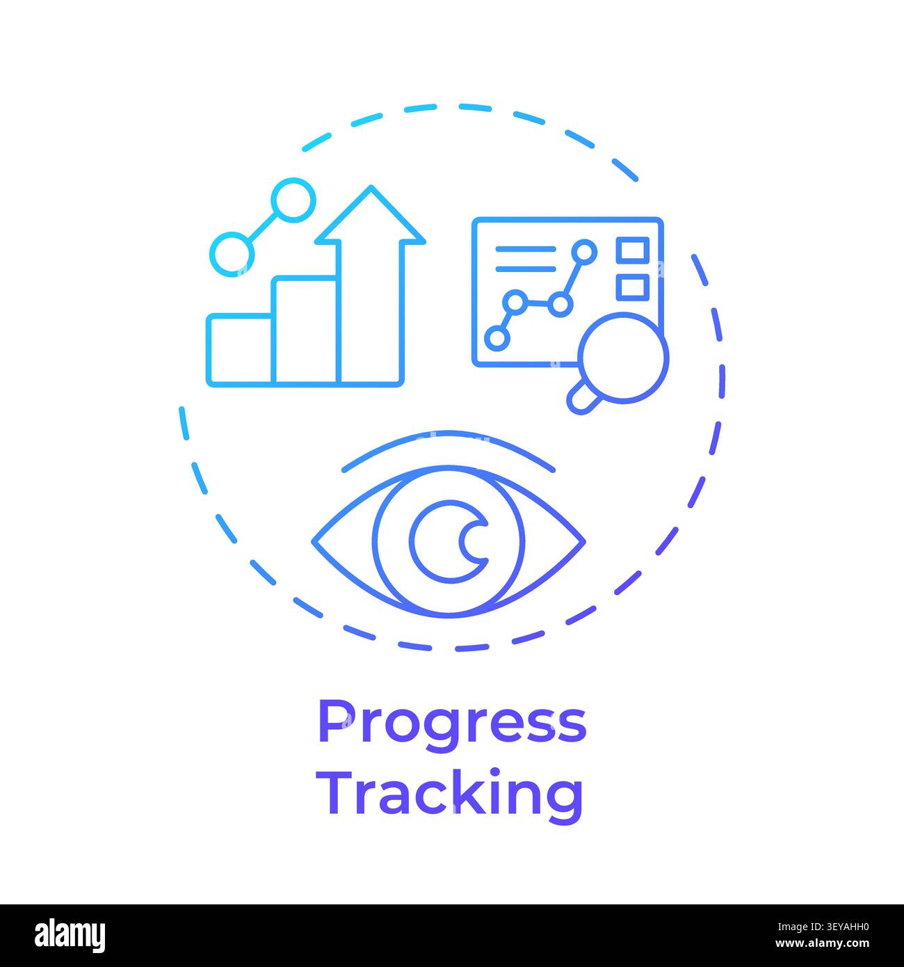 Progress tracking blue gradient concept icon Stock Vector