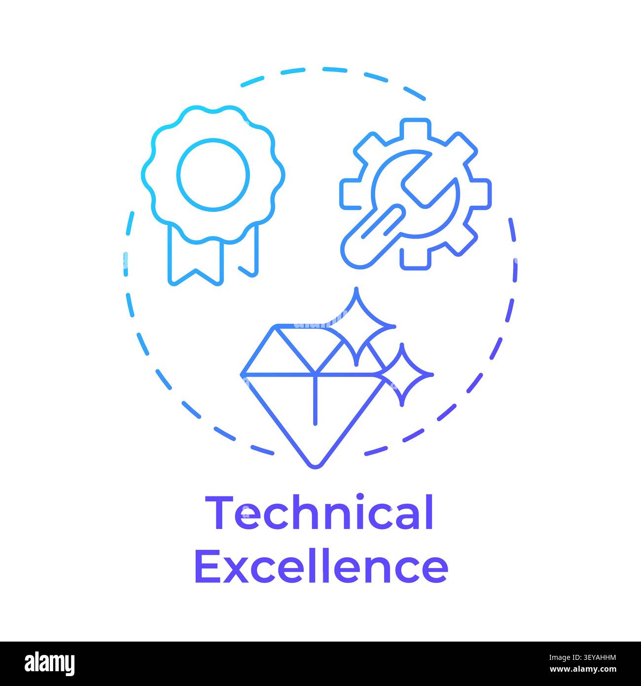 Technical excellence blue gradient concept icon Stock Vector