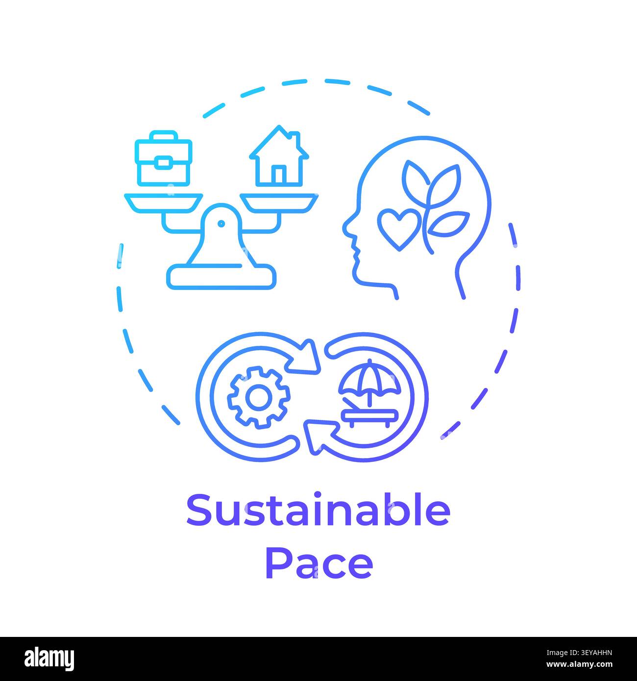 Sustainable pace blue gradient concept icon Stock Vector